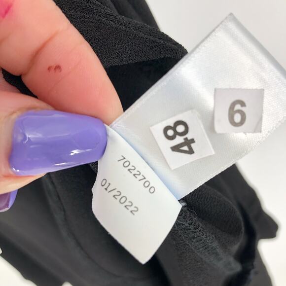 CECE Women's Knit Shift Dress Medium Rich Black Ruffled Bell Sleeves NWT - Picture 10 of 10